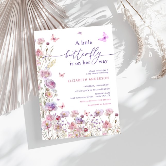 A little Butterfly is on the Way Pink Lilac Invitation (Creator Uploaded)