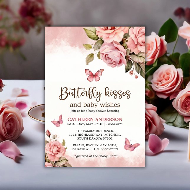 A Little Butterfly Kisses Floral Baby Shower Invitation (A Little Butterfly Kisses Floral Baby Shower Invitation)