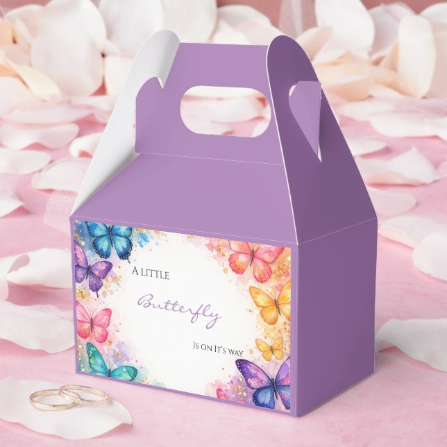 A Little Butterfly On It’s Way Glitter Baby Shower Favour Box (Wedding)