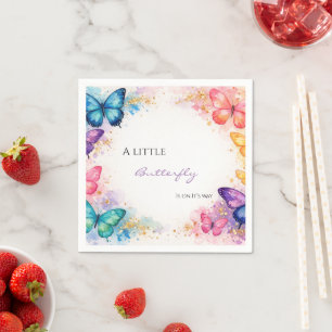 A Little Butterfly On It’s Way Glitter Baby Shower Napkin