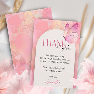 A Little Butterfly on the Way Baby Shower  Thank You Card