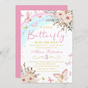A Little Butterfly on the Way Floral Baby Shower Invitation