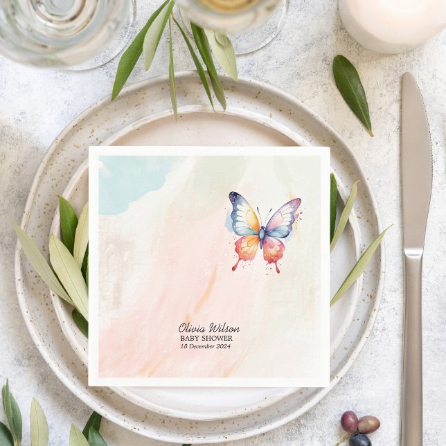  A little butterfly pastel whimsical Baby Shower  Napkin (Creator Uploaded)