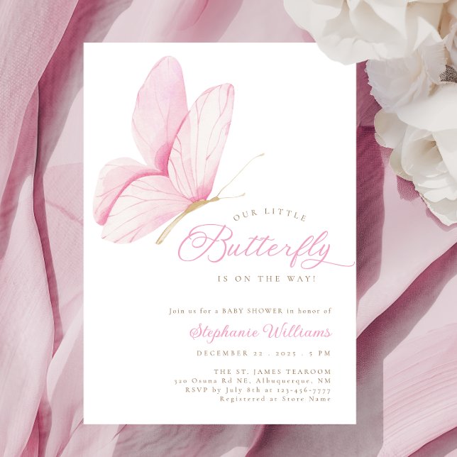 A Little Butterfly Pink Baby Shower  Invitation (Creator Uploaded)