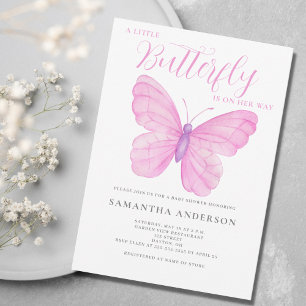 A Little Butterfly Pink Baby Shower Invitation