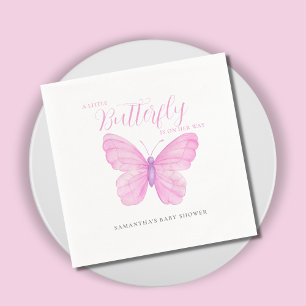 A Little Butterfly Pink Baby Shower Napkin