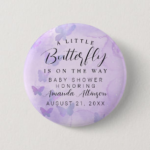 A Little Butterfly Purple Baby Shower 6 Cm Round Badge