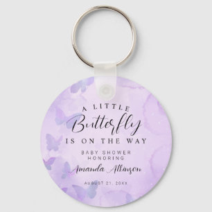 A Little Butterfly Purple Baby Shower Key Ring