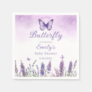 A little Butterfly purple cute girl baby shower  Napkin