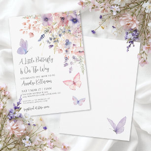 A Little Butterfly Wildflower Baby Shower Invitation