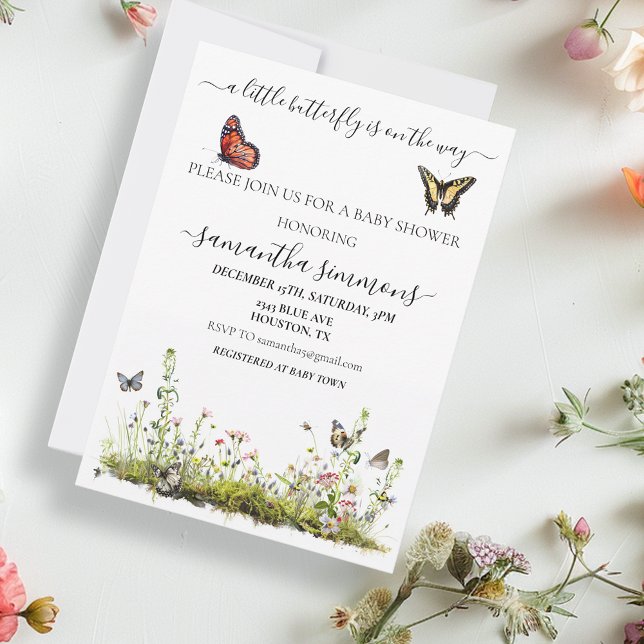 A Little Butterfly Wildflower  Baby Shower Invitation (Creator Uploaded)