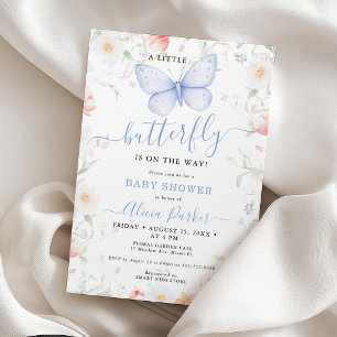 A little butterfly wildflower boy baby shower invitation
