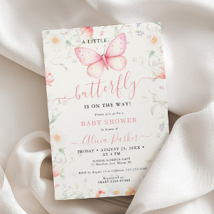 A little butterfly wildflower girl baby shower  invitation