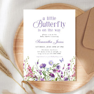 A Little Butterfly Wildflowers Baby Shower Invitation