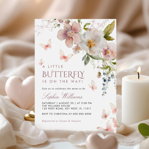 A Little Butterfly Wildflowers Baby Shower Invitation