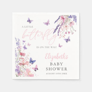 A Little Butterfly Wildflowers Floral Baby Shower Napkin