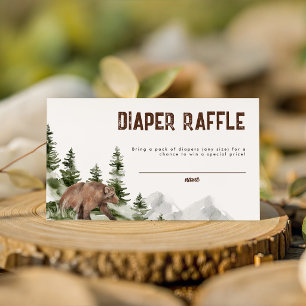 A little Camper Bear Diaper Raffle Boy Baby Shower Enclosure Card