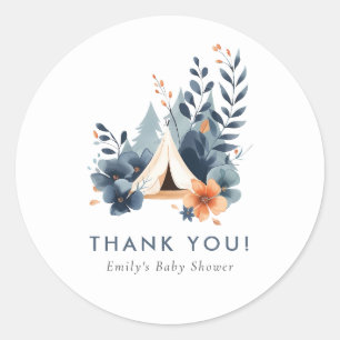 A Little Camper Forest Baby Shower Classic Round Sticker