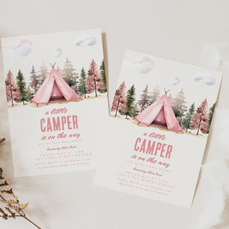 A Little Camper Hiking Camping Baby Shower Invitation