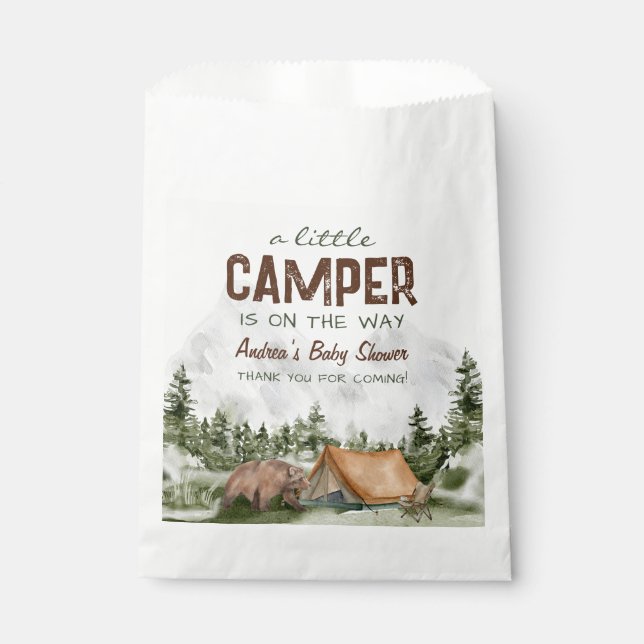 A little Camper is on the Way Baby Boy Shower Favour Bag (Front)