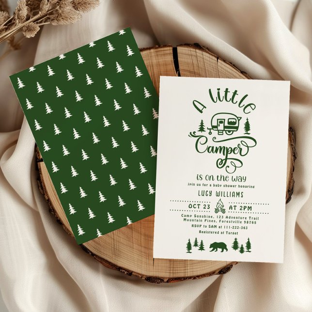 A little camper is on the way Green forest Invitation (Creator Uploaded)