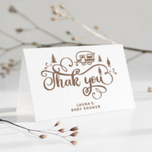 A little camper Minimalist baby shower Thank you Card