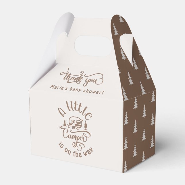 A little Camper minimalist baby showor brown Favour Box (Front Side)