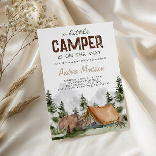 A little Camper on the Way Bear baby Boy Shower Invitation