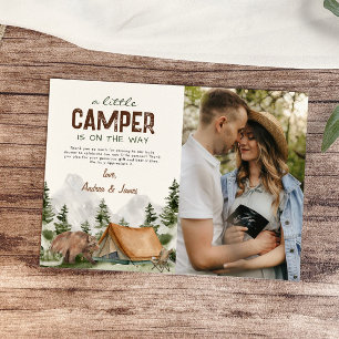 A little Camper on the Way Photo Baby Boy Shower Thank You Card