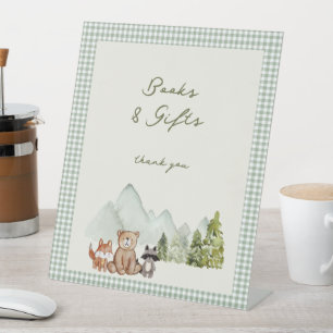 A Little Camper Woodland Baby Shower Books & Gifts Pedestal Sign
