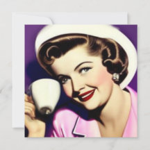 A little card with retro 1950s stylized woman