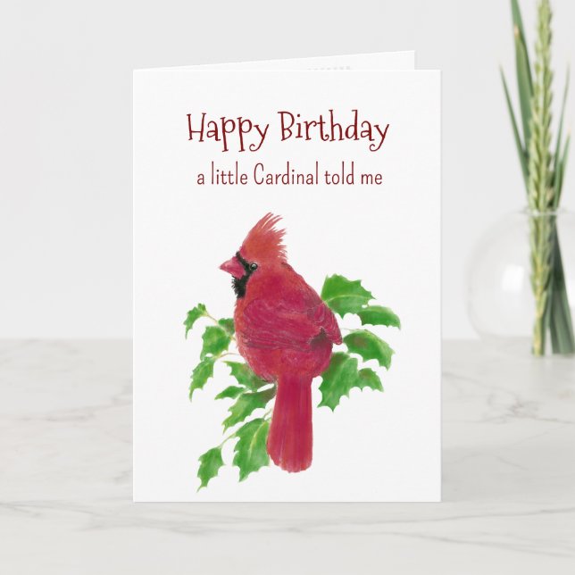 A Little Cardinal Personality Birthday Fun Bird Card (Front)