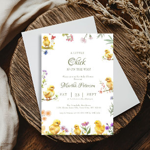 A little chick is on the way farm baby shower invitation
