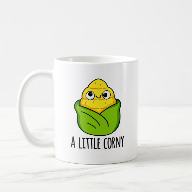 A Little Corny Funny Baby Corn Pun  Coffee Mug (Left)