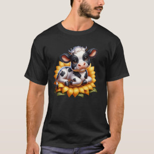 A little cow Black and white dotted lying on a sun T-Shirt