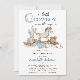 A Little Cowboy Baby Shower Boy Invitation