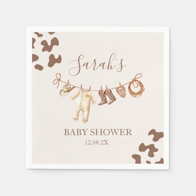 A little Cowboy  Baby Shower Boy Napkin (Front)