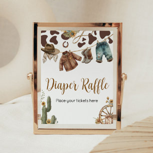 A Little Cowboy Baby Shower Diaper Raffle Poster