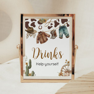 A Little Cowboy Baby Shower Drinks Poster