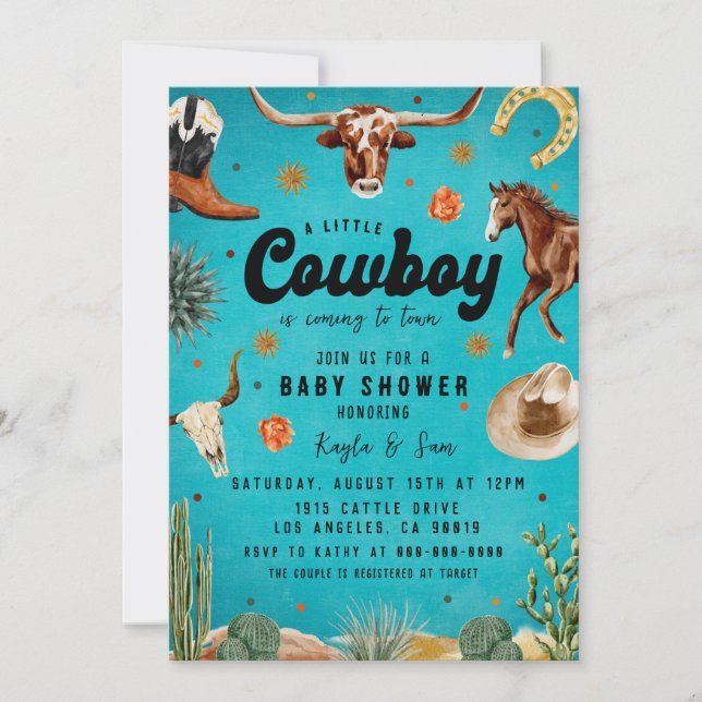 A Little Cowboy Baby Shower  Invitation (Front)