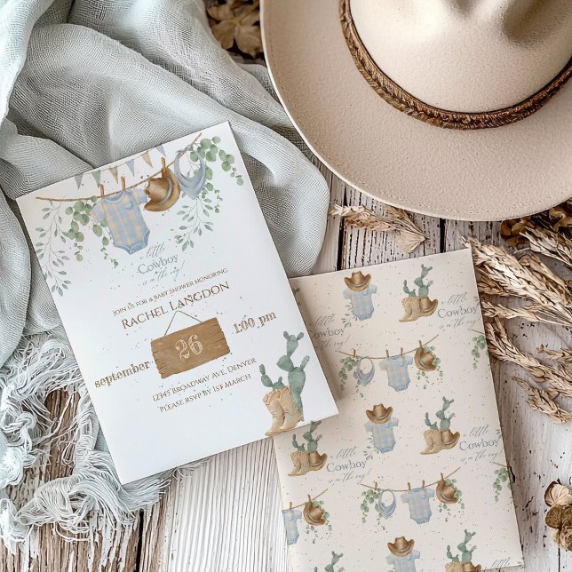 A Little Cowboy Baby Shower Invitation (Creator Uploaded)