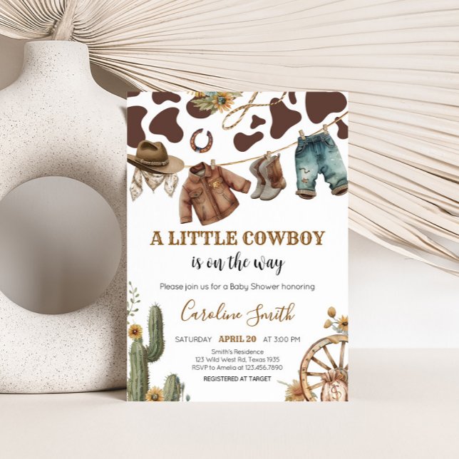 A Little Cowboy Baby Shower Invitation (A Little Cowboy Rodeo Baby Shower Invitation)