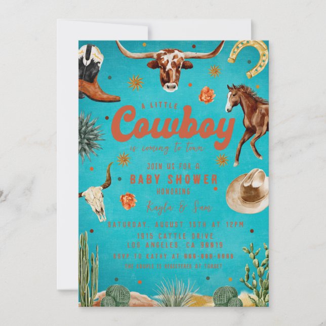 A Little Cowboy Baby Shower  Invitation (Front)