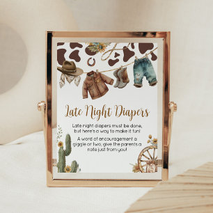 A Little Cowboy Baby Shower Late Night Diapers Poster