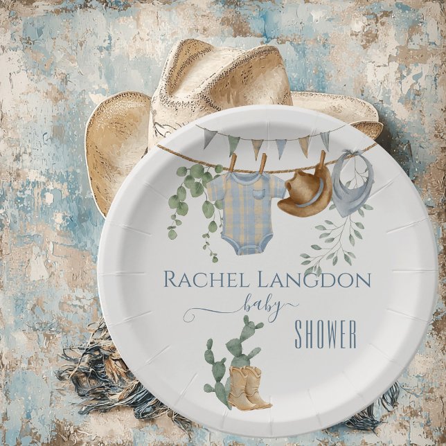 A Little Cowboy Baby Shower  Paper Plate (Creator Uploaded)