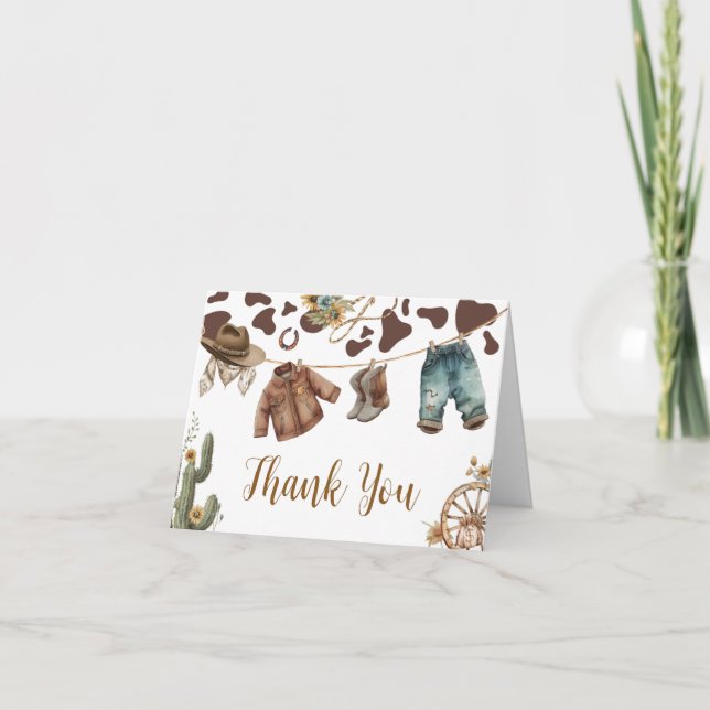 A Little Cowboy Baby Shower Thank You Card (Front)