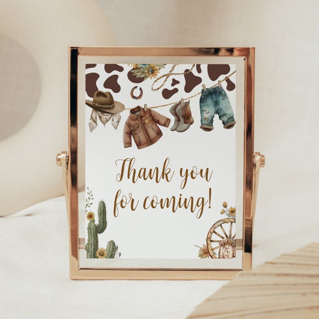A Little Cowboy Baby Shower Thank you for Coming Poster (A Little Cowboy Baby Shower Thank you for Coming Sign)