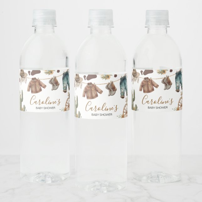 A Little Cowboy Baby Shower Water Bottle Label (Bottles)