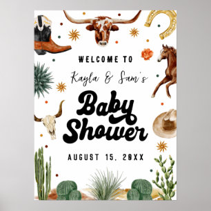 A Little Cowboy Baby Shower Welcome Poster