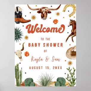A Little Cowboy Baby Shower Welcome Poster